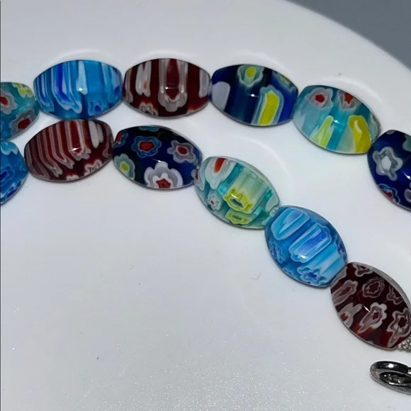 Vintage Murano Millefiori Italian Colorful Glass Graduated Bead Necklace - Picture 12 of 15